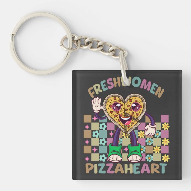 Porte-clefs Freshwomen PizzaHeart - Retro College Girl Funny (Devant)