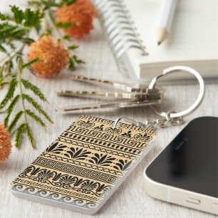 Porte-clefs Fret grec, Motif méditerranéen, Brown