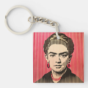 Porte-clefs Frida Kahlo dans le style d'illusion optique BAUHA