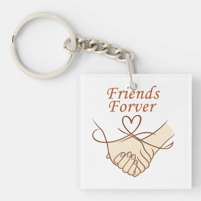 Porte-clefs Friends Forever Holding Hands Square Keychain (Devant)