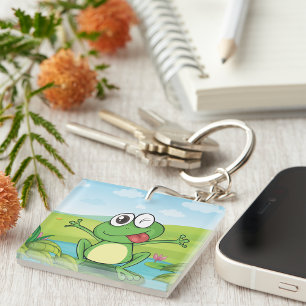 Porte-clefs Frog drôle avec sa langue sortie