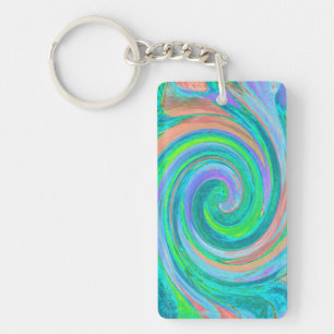 Porte-clefs Froid tourbillon d'art liquide d'aquamarine et de