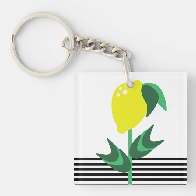Porte-clefs Fruit citron Jardin Plante rayures (Devant)