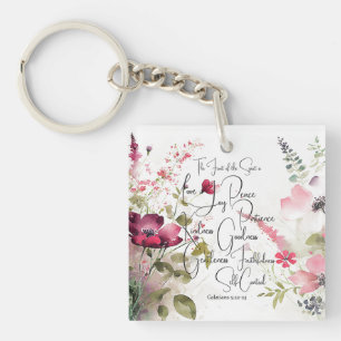 Porte-clefs Fruit de l'Esprit rose floral