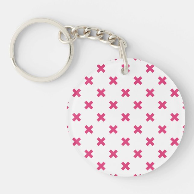 Porte-clefs Fuchsia croix sur le blanc (Devant)