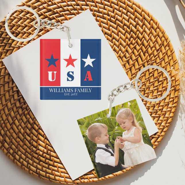 Porte-clefs Fun American Flag, Patriotique USA, Photo du nom d (Créateur téléchargé)