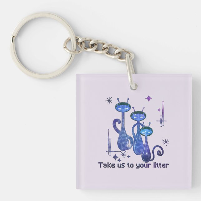 Porte-clefs Funny Alien Cats | Take Us To Your Litter (Devant)