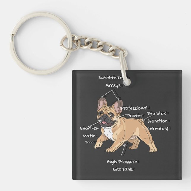 Porte-clefs Funny Anatomy of a French Bulldog Illustration (Devant)
