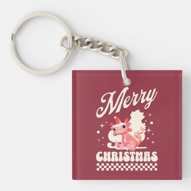 Porte-clefs Funny Axolotl Joyeux Noël (Devant)