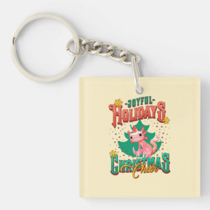 Porte-clefs Funny Axolotl Joyful Holidays Christmas Cheveux