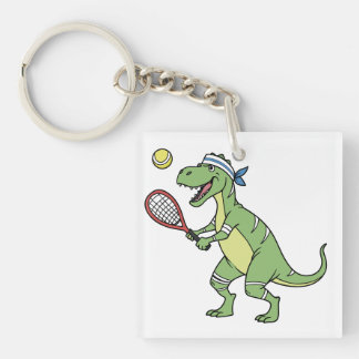 Porte-clefs  Funny Cartoon T-Rex Playing Tennis Dinosaur