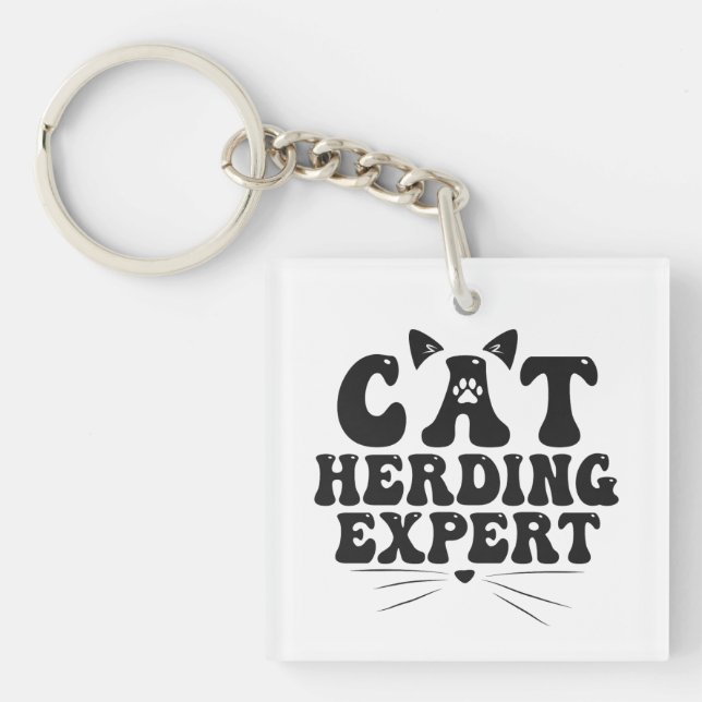 Porte-clefs Funny Cat Herding Expert humoristique Animal Amour (Devant)