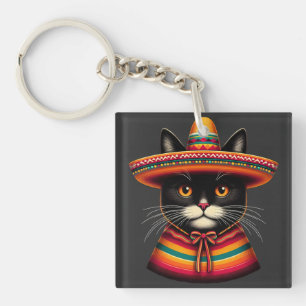 Porte-clefs Funny Cinco De Mayo Sombrero Festiva Mexicaine Cat