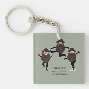 Porte-clefs FUNNY Dancing RABBI Personnalisé avec texte
