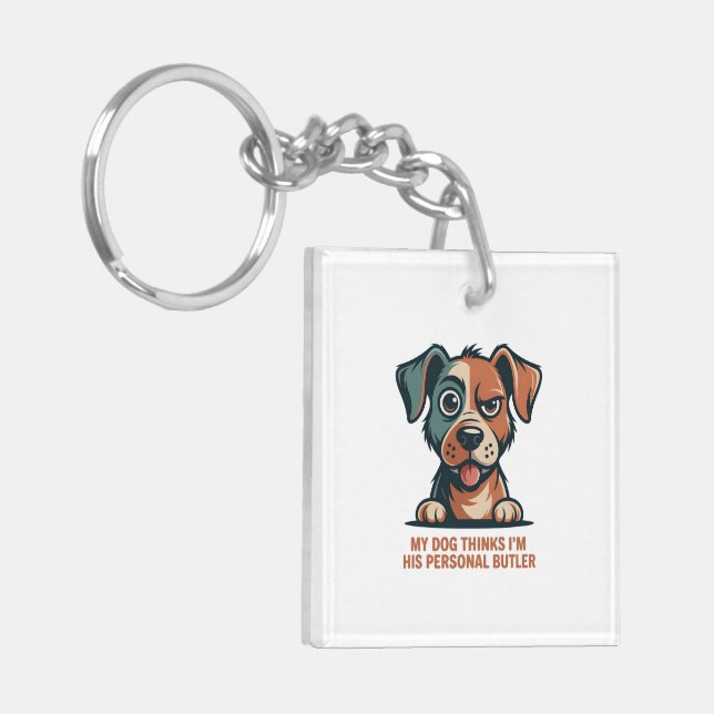 Porte-clefs Funny Dog Butler Quote Illustration (Devant gauche)