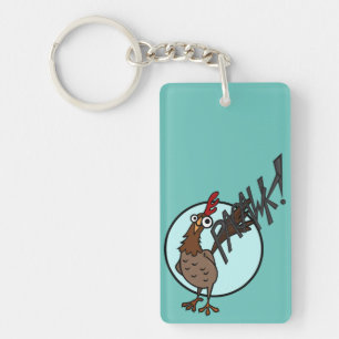 PORTE-CLEFS FUNNY EXCITÉ RECTANGLE POULET PORTE - CLÉ