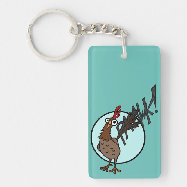 PORTE-CLEFS FUNNY EXCITÉ RECTANGLE POULET PORTE - CLÉ (Devant)