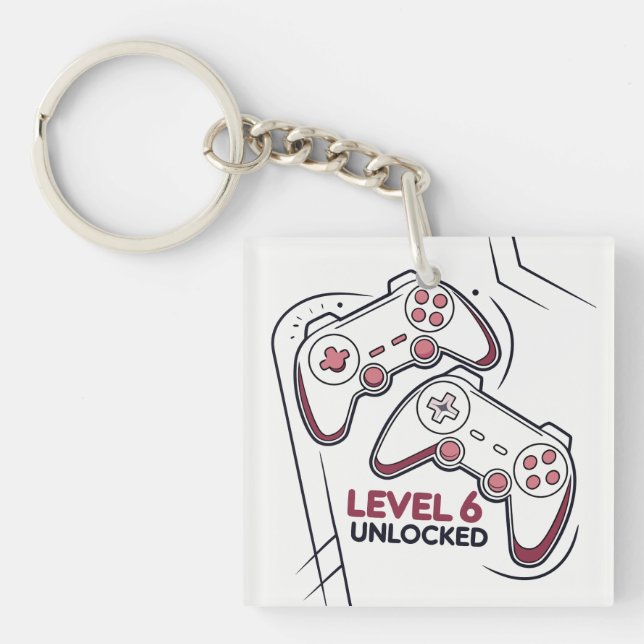 Porte-clefs Funny Gamer 6th birthday Gift, Level 6th Unlocked (Devant)