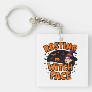 Porte-clefs Funny Halloween Witch Design – "Resting Witch Face
