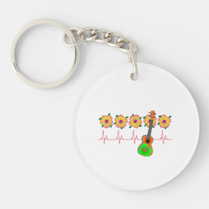 Porte-clefs Funny Heartbeat EKG Line pour Ukulele Music