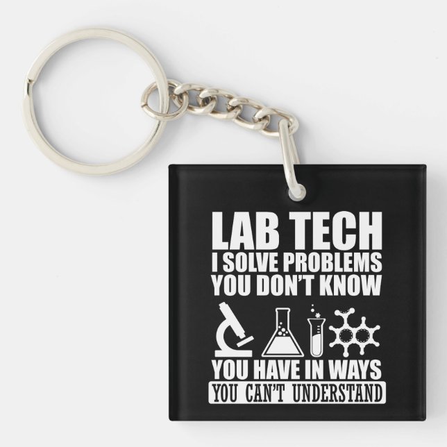 Porte-clefs Funny lab tech cite laboratoire technicien humour (Devant)