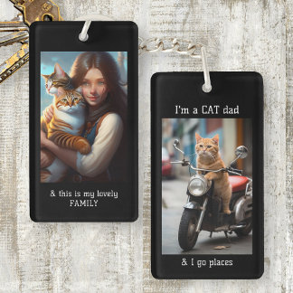 Porte-clefs Funny Moteur Chat Papa Photo