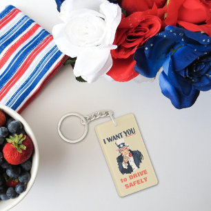 Porte-clefs Funny Oncle Sam Patriotic Message personnalisé