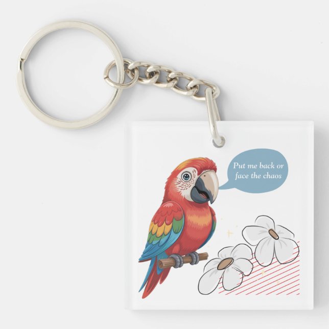 Porte-clefs Funny Parrot Porte - clé acrylique - Texte et imag (Devant)