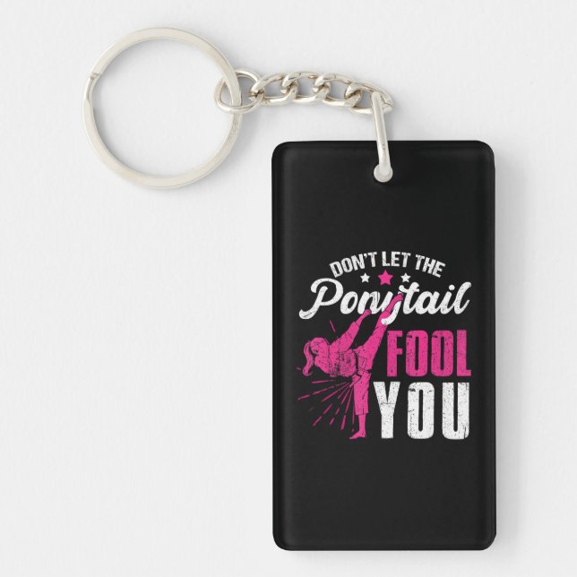 Porte-clefs Funny Ponytail Girl Karate Taekwondo Judo (Devant)