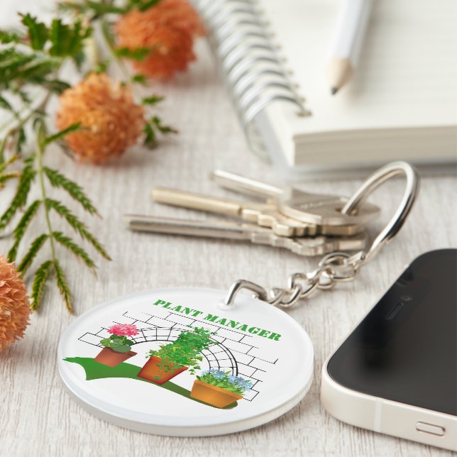 Porte-clefs Funny Poted Flowers Plante Manager Personnalisé (Devant droit)
