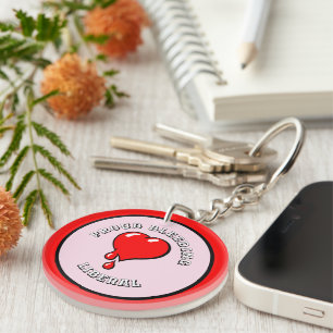 Porte-clefs Funny Red Bleeding Heart Liberal Pop Art