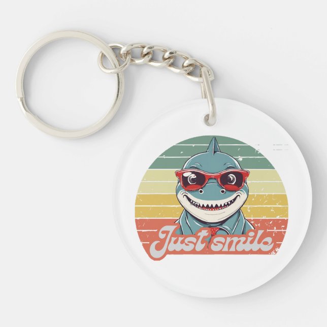 Porte-clefs Funny requin invitation vous sourire (Devant)
