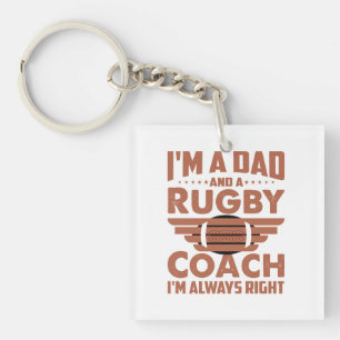 Porte-clefs Funny Rugby papa et entraîneur de rugby