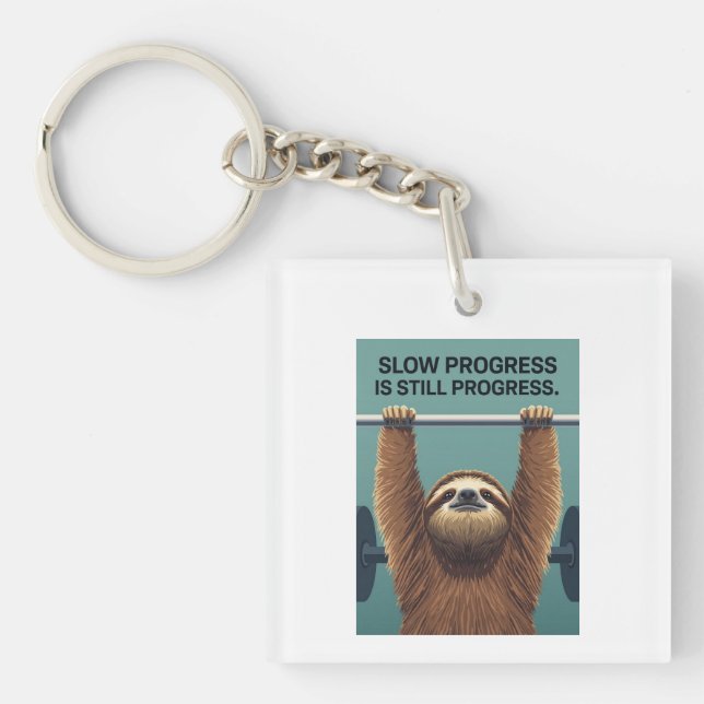 Porte-clefs Funny Sloth Gym Motivation Poster - Slow Progress  (Devant)