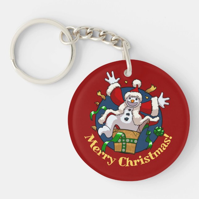 Porte-clefs Funny Snowman Merry Christmas Surprise Cartoon (Devant)