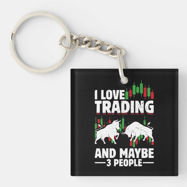Porte-clefs Funny Trading Quote Bull & Candlestick Daytrading  (Devant)