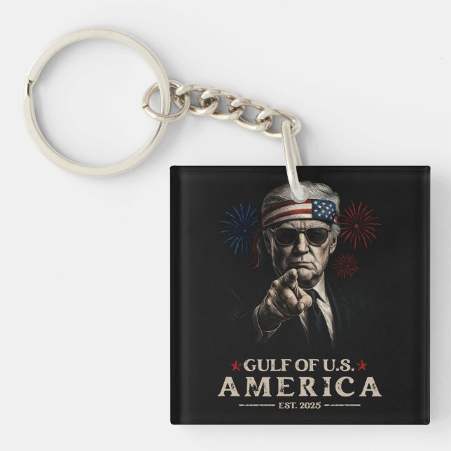 Porte-clefs Funny Trump Golfe Des USA Amérique 2025 4 juillet (Devant)