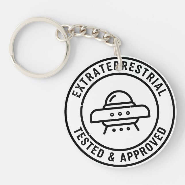 Porte-clefs Funny UFO Alien Extraterrestrial Tested & Approved (Devant)