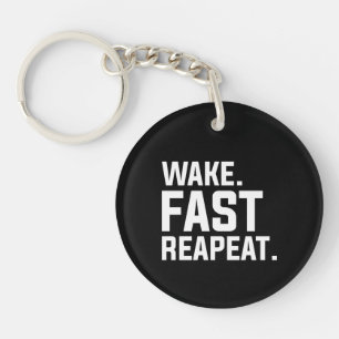 Porte-clefs Funny Wake Fast Repeat Graphisme Sarcastique
