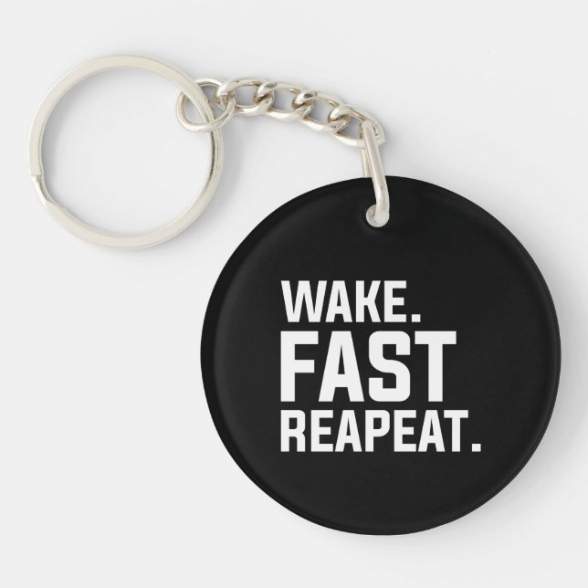 Porte-clefs Funny Wake Fast Repeat Graphisme Sarcastique (Devant)