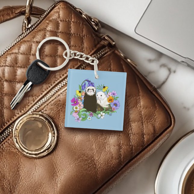 Porte-clefs Furets mignons floraux (Créateur téléchargé)