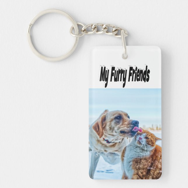 Porte-clefs Furry Friends Photo Chat et Chien (Devant)