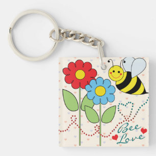 Porte-clefs Gaffez l'abeille avec amour d'abeille de fleurs