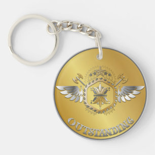 Porte-clefs Gagnant du prix Or Argent Personnalisé NOM