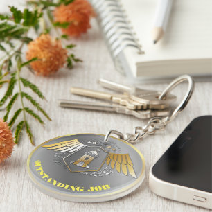 Porte-clefs Gagnant du prix Or Argent Personnalisé NOM
