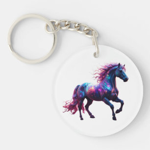 Porte-clefs Galaxy Neon Horse Art - Imaginaire spatial dynamiq