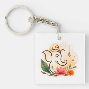 Porte-clefs Ganesha élégant Lotus Diwali