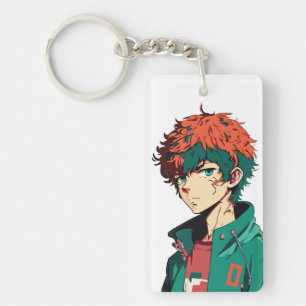 Porte-clefs Garçon d'anime : Cheveux orange et vert - Délice d