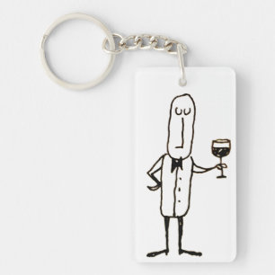 Porte-clefs Garçon de dessin animé tenant un verre à vin