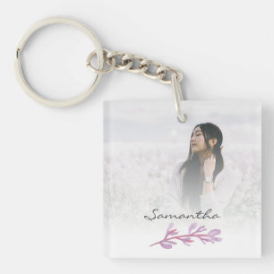 Porte-clefs Garde de photo botanique à l'aquarelle rose